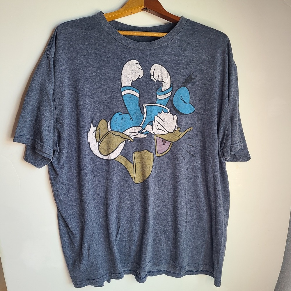Disney Donald Duck T-Shirt Mens XL Graphic Tee Distressed‎ Blue Retro Look